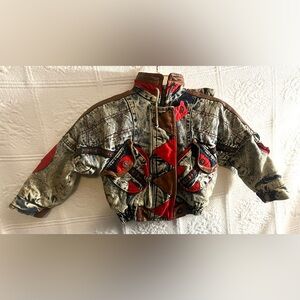 Vintage 80s Kids Toddler Blue Jean Jacket Hooded Size 4T